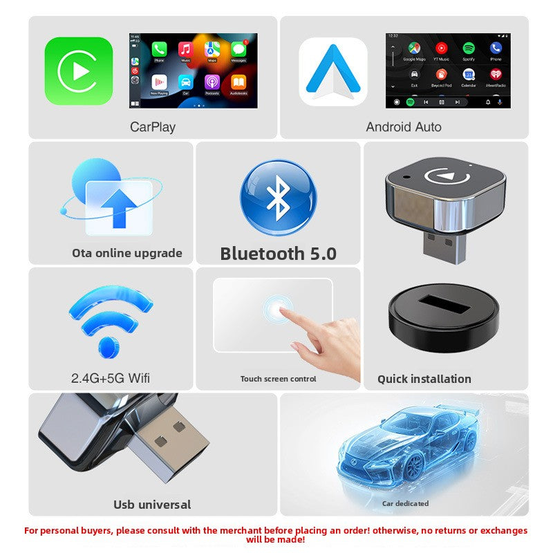 Carplay wired to wireless carplay box dual-channel custom car machine interconnection